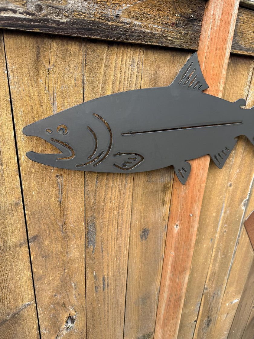 Metal Salmon Sign | 29” Long