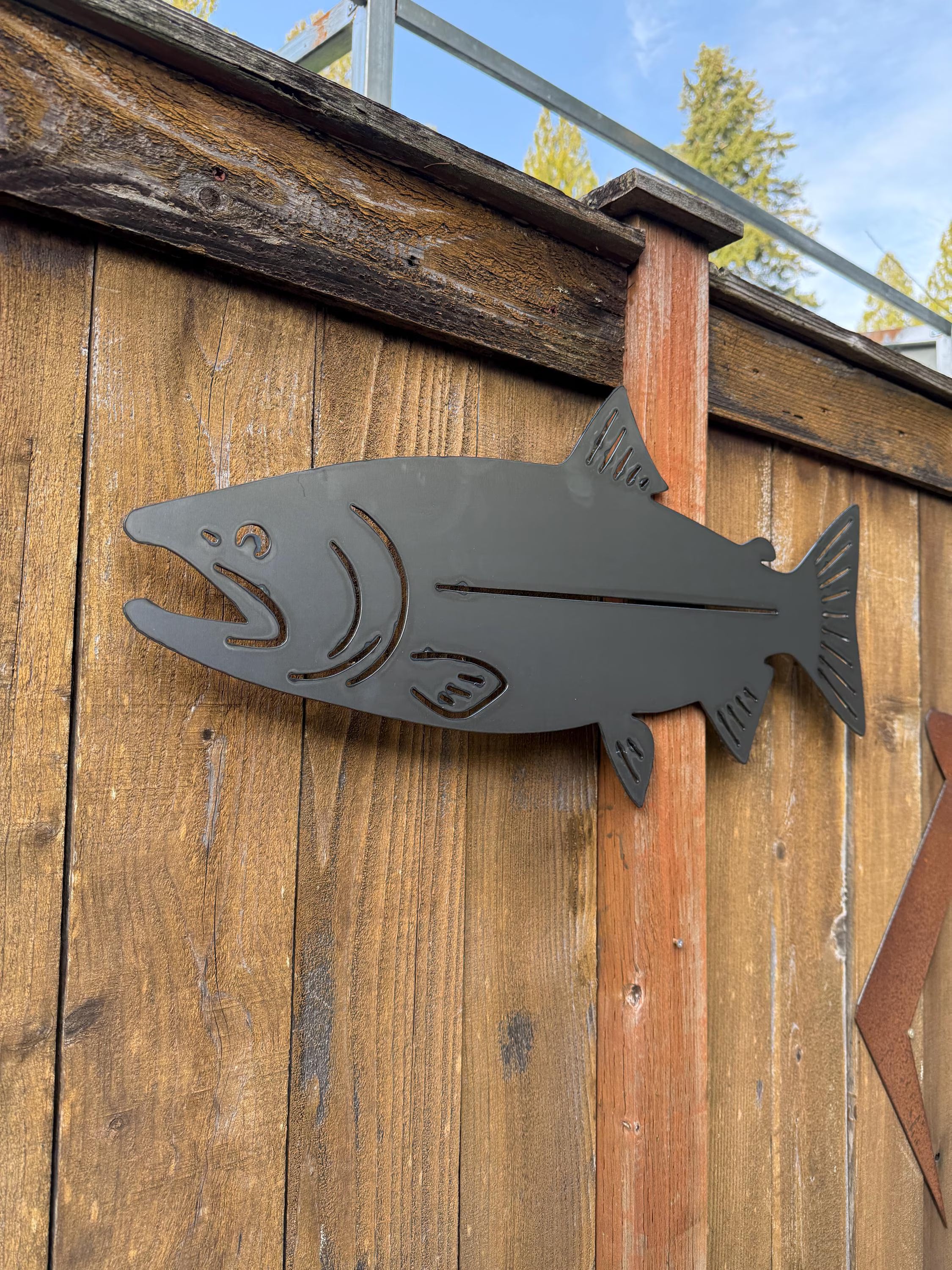 Metal Salmon Sign | 29” Long